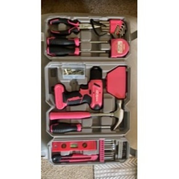 New 58pc Pink 8V USB Electric Drill Driver & Household Tool Kit Set - Picture 2 of 2